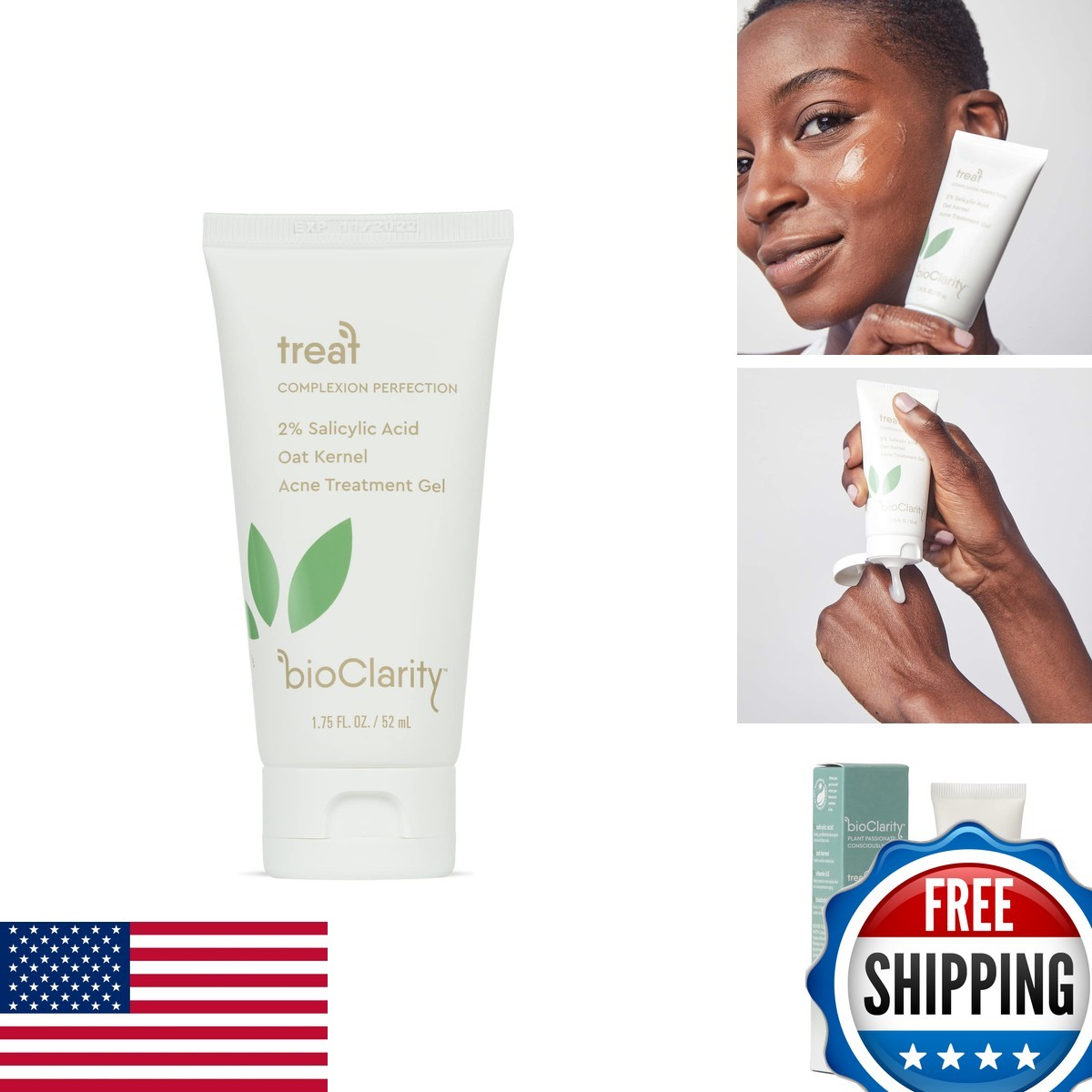bioClarity Acne Treatment Gel 2% Salicylic Acid Oat Kernel 1.75 fl. oz