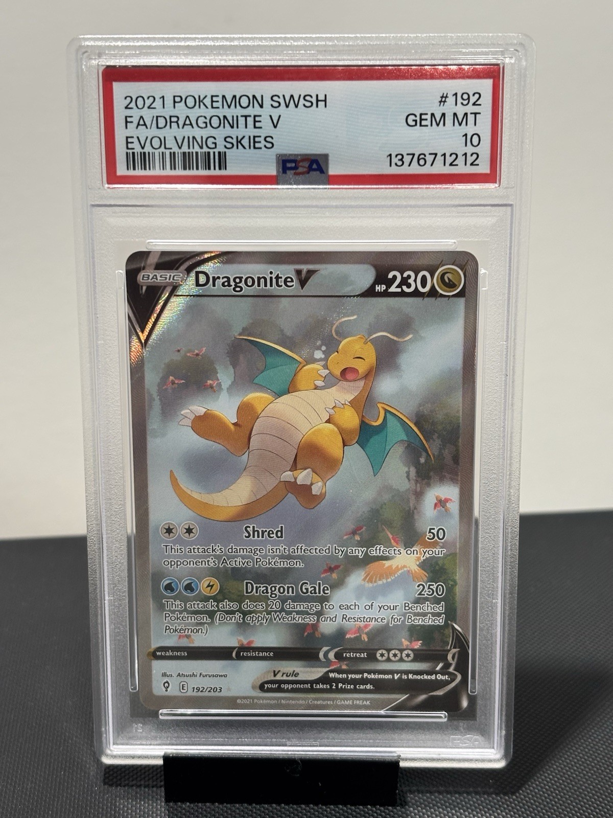 2021 Pokemon SWSH #192 FA Dragonite Evolving Skies PSA 10 GEM MINT