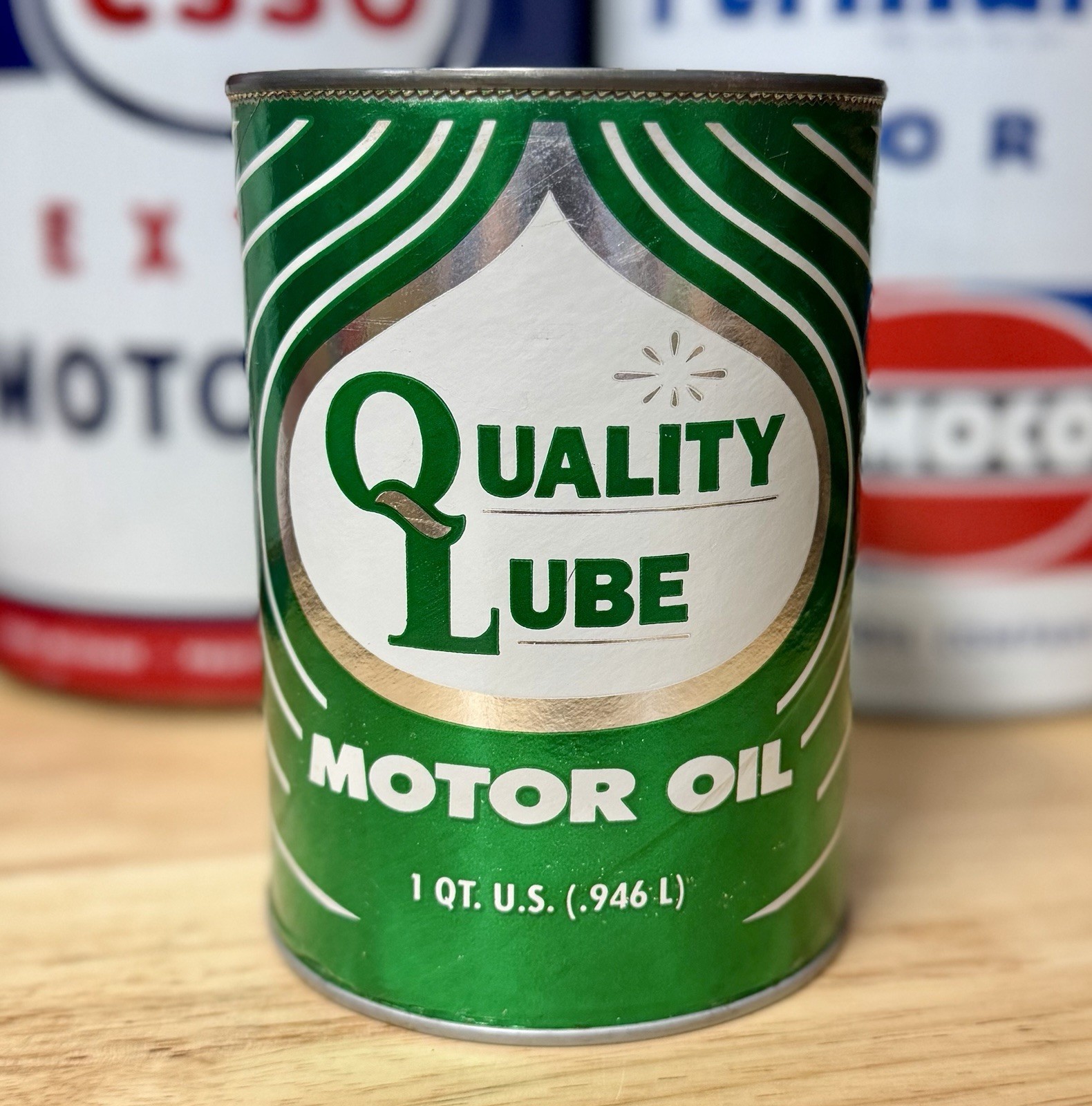 Rare Quality Lube Motor Oil Can Quart Empty