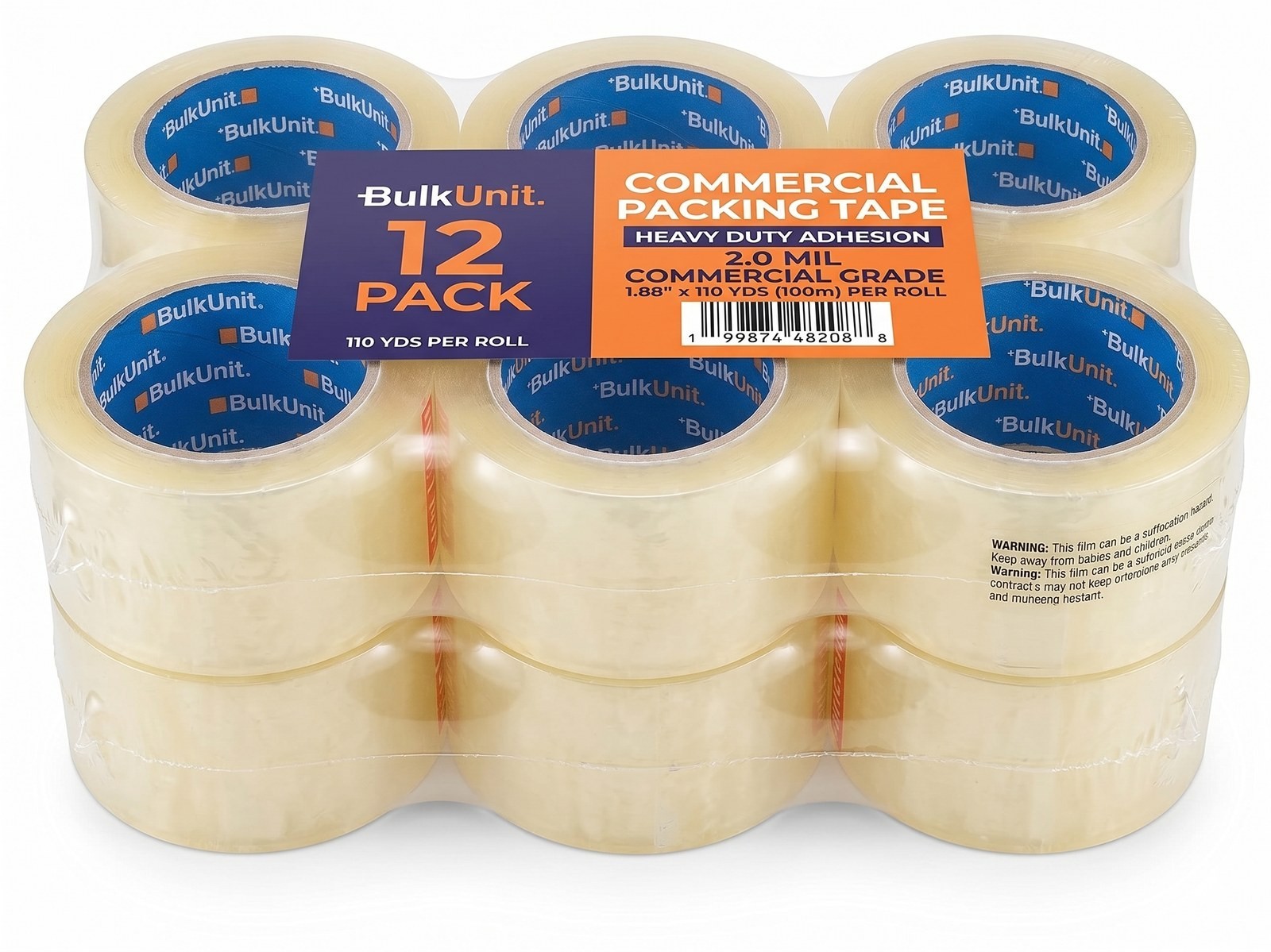 12 Rolls Shipping Packaging Box Packing Sealing Tape 2 mil 2