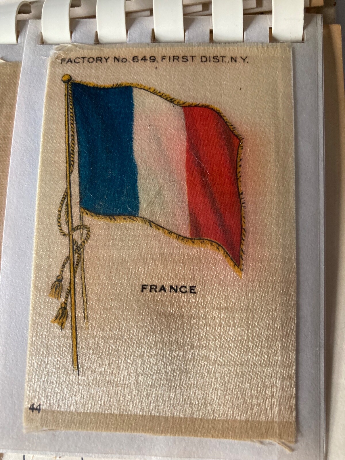 Vintage c 1910s FRANCE Sovereign Cigarette Tobacco Country Flag Silk Vintage c 1910s FRANCE Sovereign Cigarette Tobacco Country Flag Silk