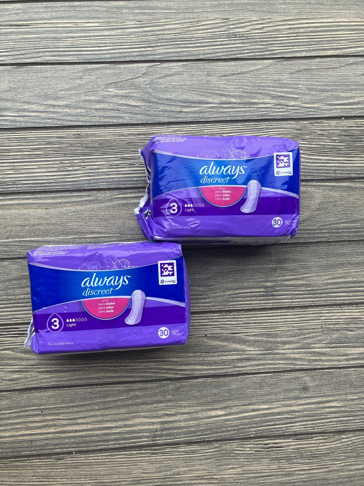 2x Always Discreet Light Bladder Leak Incontinence Pantiliners 30 Count Each (60