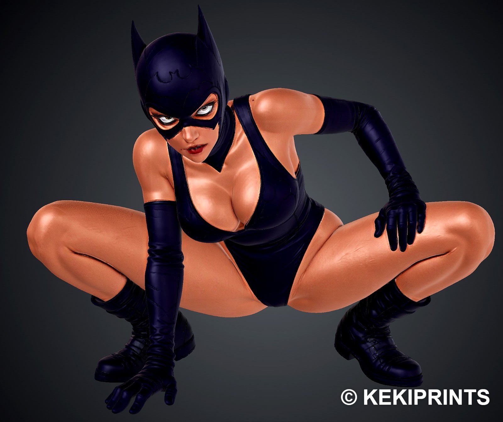 Batgirl Crouch Sexy Adult Statue Plunge Leotard Cowl KEKIPRINTS 13\