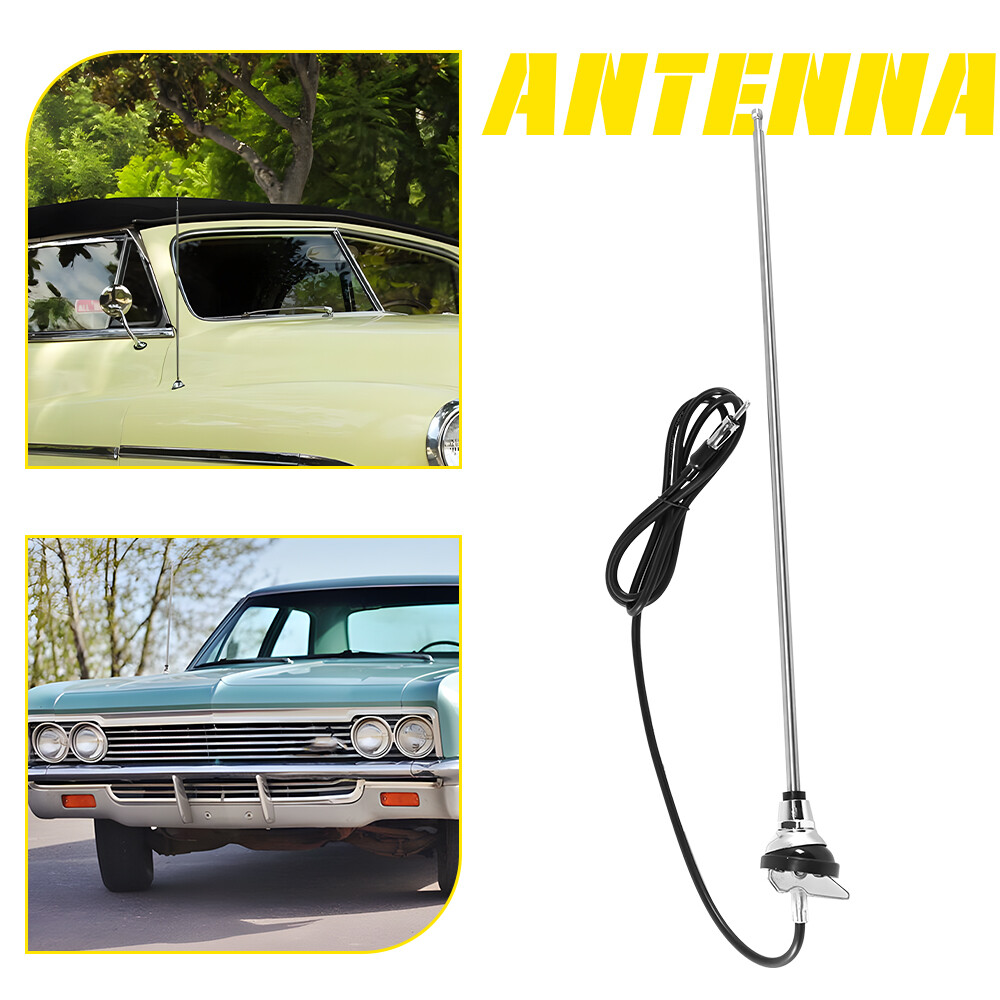 NEW 3 Section Retractable Vintage Style AM/FM Car Radio Antenna Round Base EOOJ
