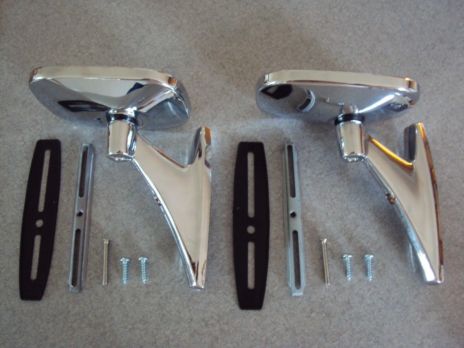 CHROME Rectangular MIRRORS MUSCLECAR RESTOMOD HOT ROD LOW RIDER CLASSIC NOS R