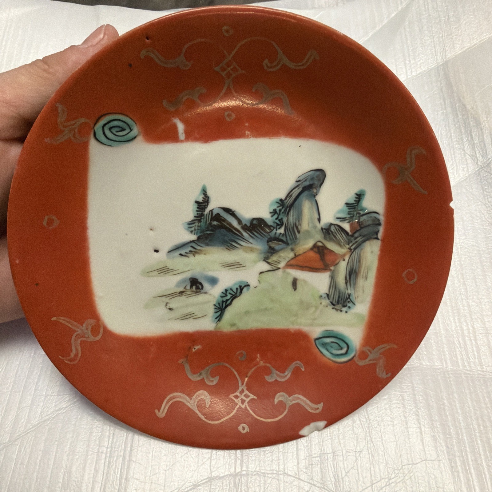 Antique 19th C. Qing Dynasty Chinese Porcelain Plate Hand Painted Scroll Signed Antique 19th C. Qing Dynasty Chinese Porcelain Plate Hand Painted Scroll Signed