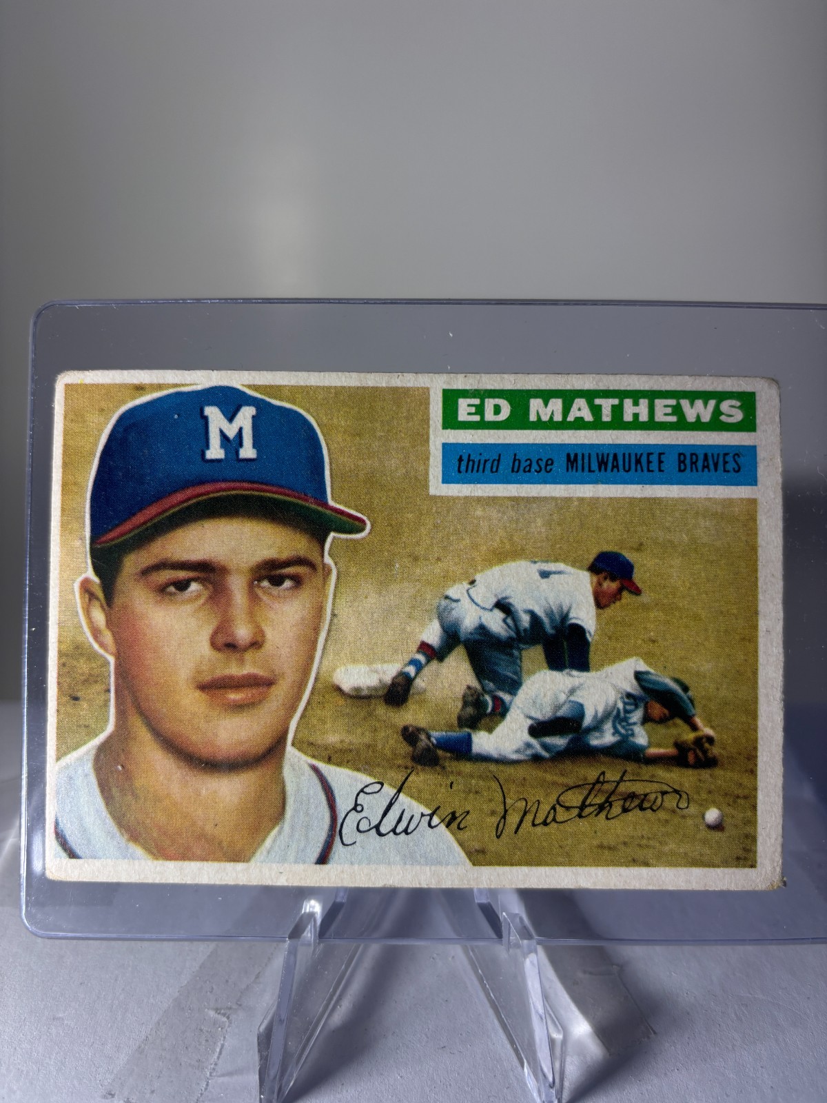 1956 Topps #107 Eddie Mathews VG