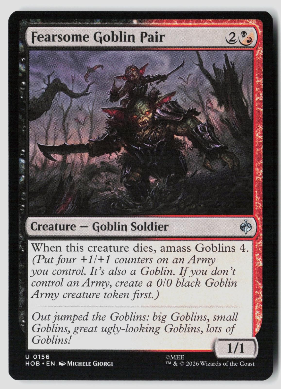 Fearsome Goblin Pair 156 Uncommon The Hobbit Magic: The Gathering Near Mint Fearsome Goblin Pair 156 Uncommon The Hobbit Magic: The Gathering Near Mint