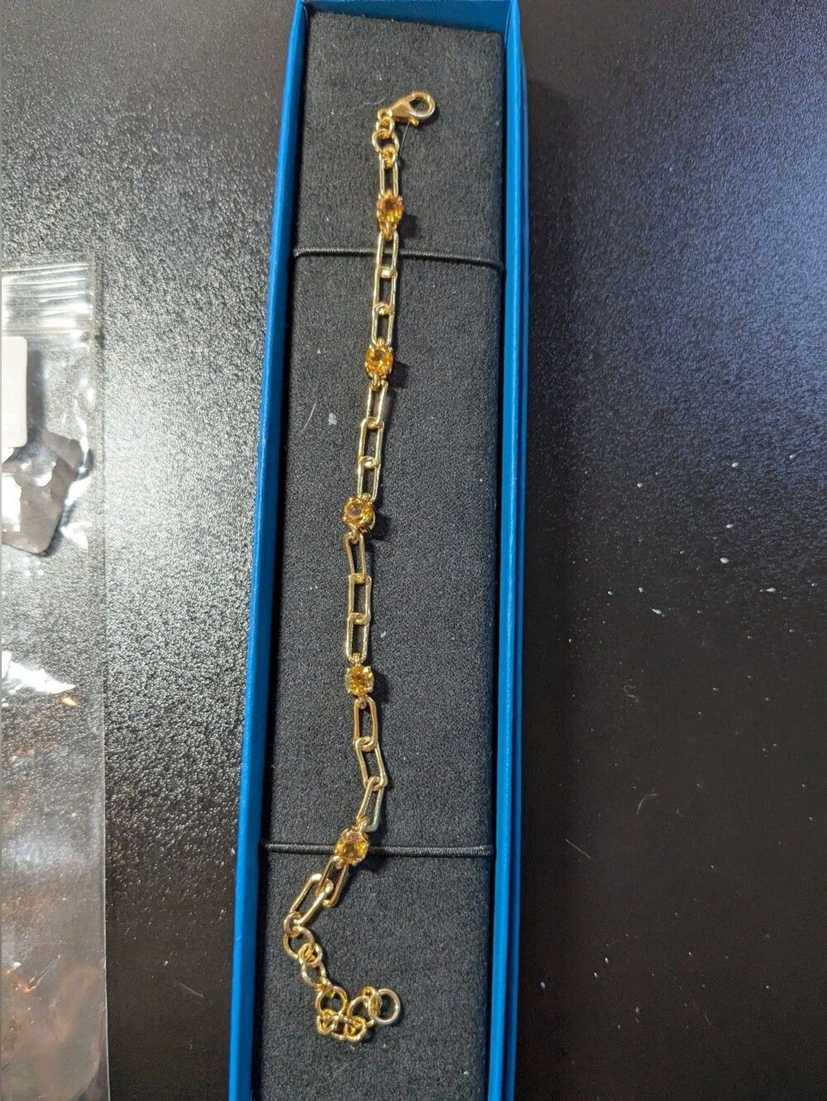 18K Gold Over SS 2.70 CTW Yellow Citrine Paper Clip Chain Bracelet 18K Gold Over SS 2.70 CTW Yellow Citrine Paper Clip Chain Bracelet