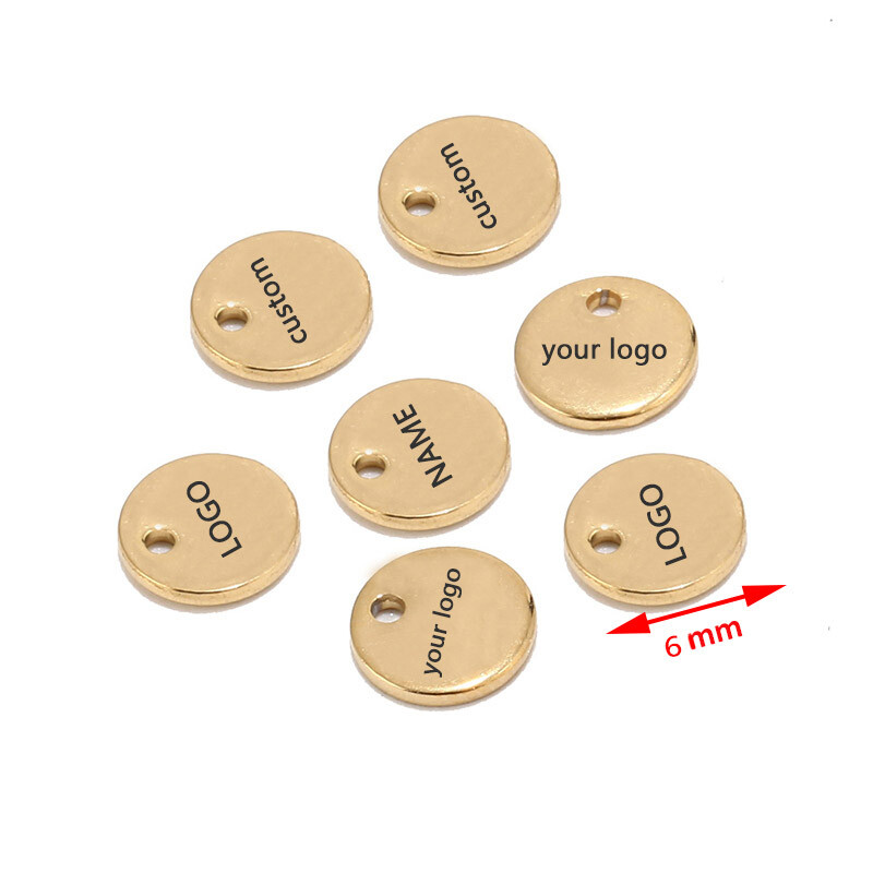100pcs Customized Logo Stainless Steel Stamping Coin Charms Pendant tag Tail Tag