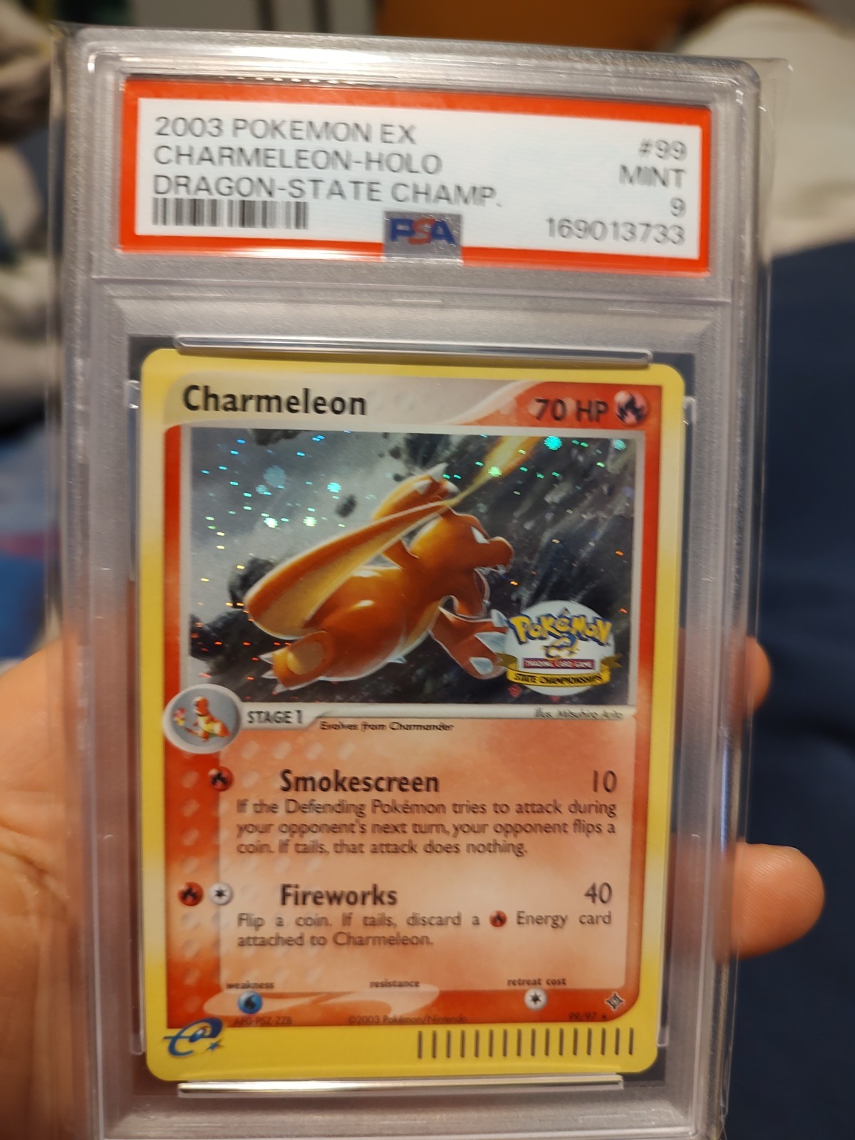 CHARMELEON 2003 POKEMON EX DRAGON HOLO #99 STATE CHAMPIONSHIP PSA 9 RARE CHARMELEON 2003 POKEMON EX DRAGON HOLO #99 STATE CHAMPIONSHIP PSA 9 RARE