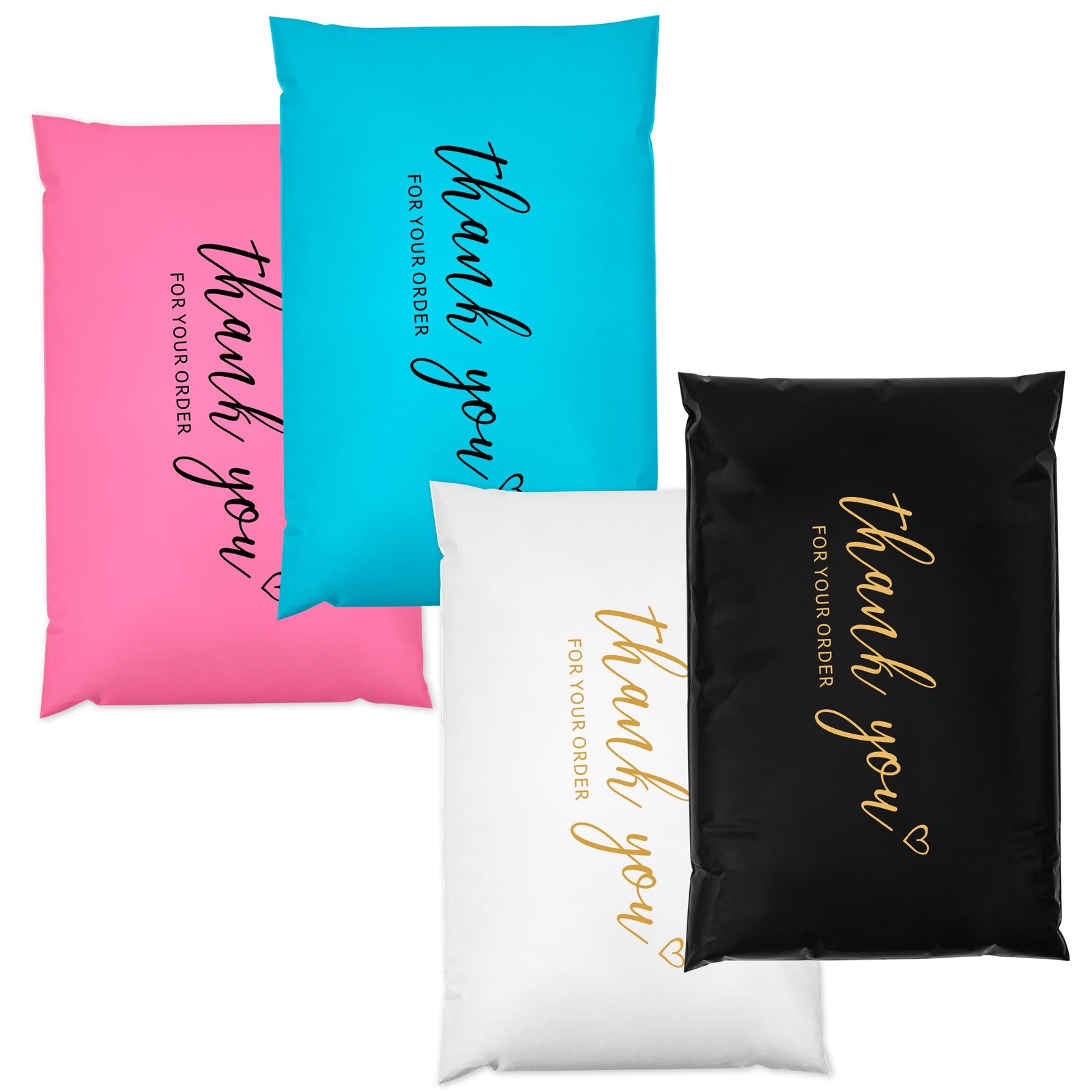 6x9 Thank You Poly Mailers Variety Pack of 100, 25 Pcs Each Color