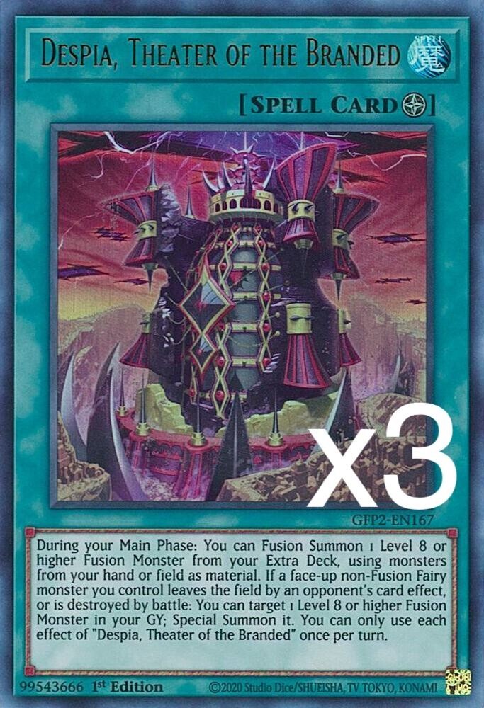 3X Yugioh Despia, Theater of the Branded GFP2-EN167 Ultra Rare 1st Edition NM