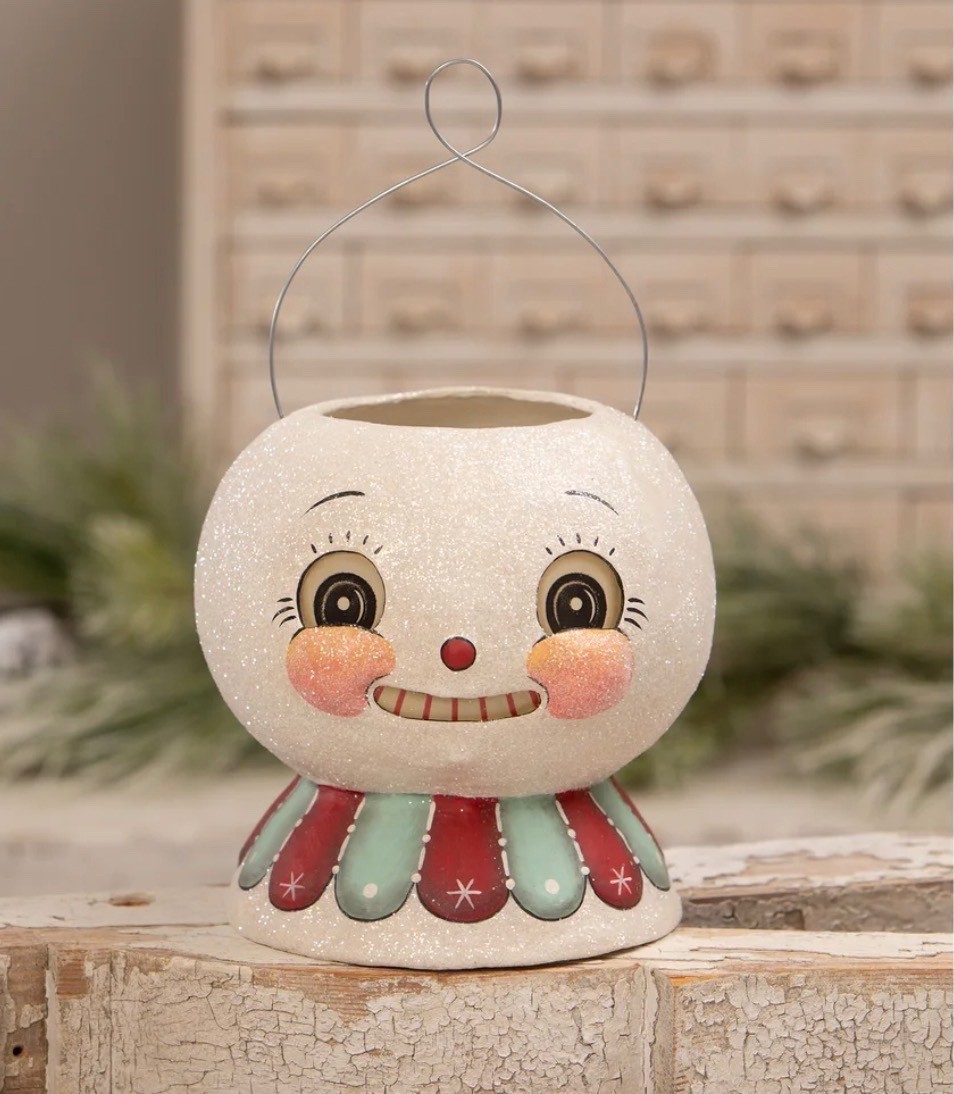 Bethany Lowe X Johanna Parker Christmas MINTY BEAU SNOW GLOW LANTERN- JP2033 NEW