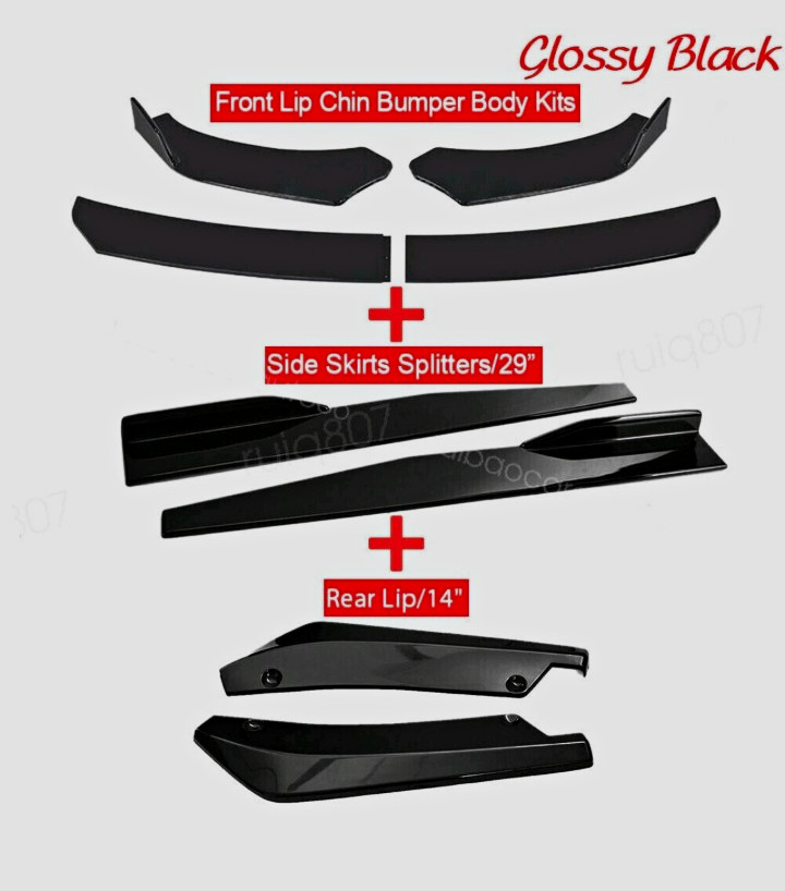 Subaru WRX Black Side Skirt Rear Front Bumper Lip Splitter Body Kit Subaru WRX Black Side Skirt Rear Front Bumper Lip Splitter Body Kit
