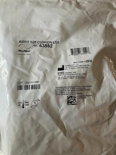 Pair Of ResMed Airfit N20 Cushion Seal Nasal Replacement NEW Large 63552