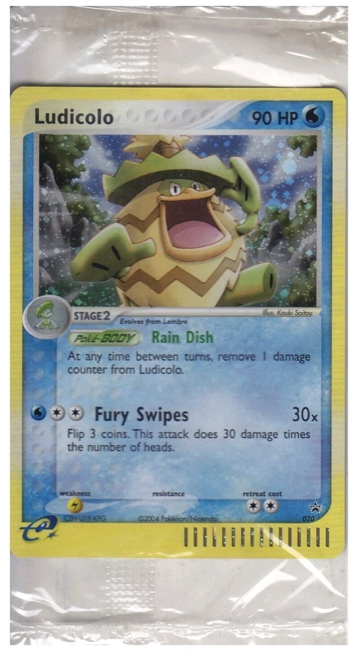 Sealed Pokémon TCG Ludicolo 020 Cosmos Holo Rare 2004 Black Star Promo