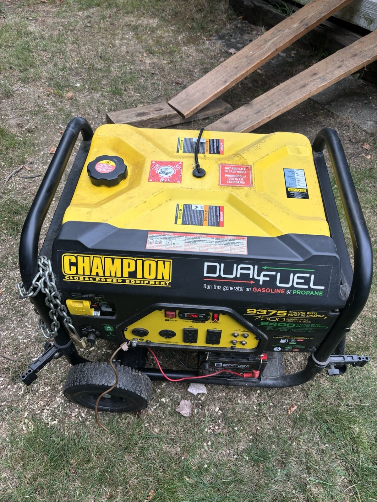 Champion Dual Fuel Generator 9375W/7500W Electric Start Yellow/Black