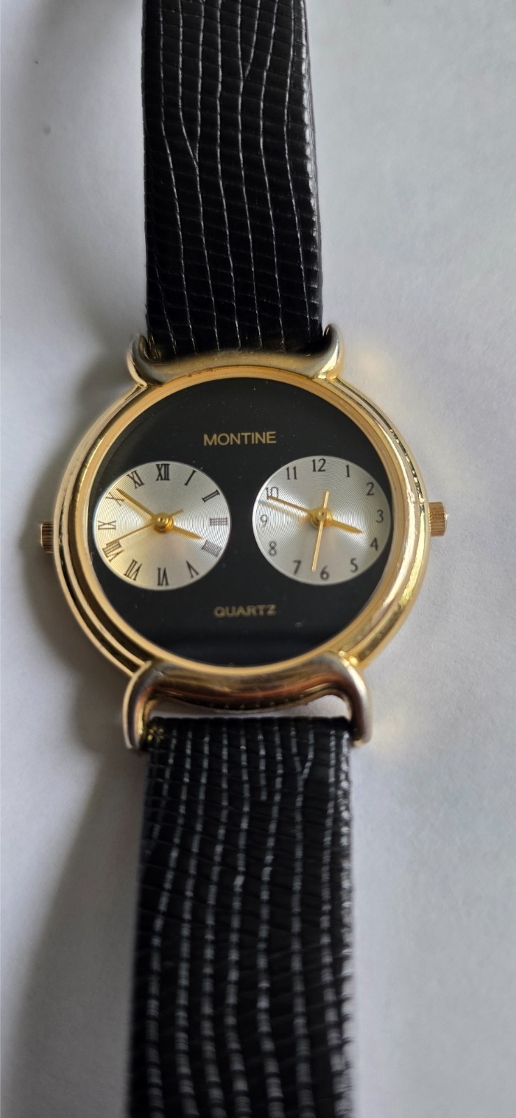 Elegant Vintage Montine Swiss Dual Time Zone Unisex Watch New Batteries Elegant Vintage Montine Swiss Dual Time Zone Unisex Watch New Batteries