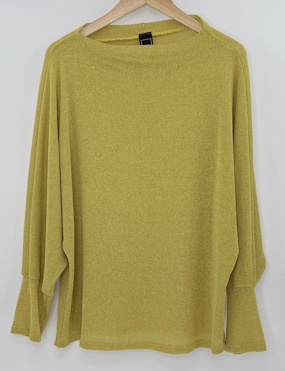 Libian Women\'s Pullover Sweater Knit High-Low Hem Yellow O/S? Libian Women\'s Pullover Sweater Knit High-Low Hem Yellow O/S?