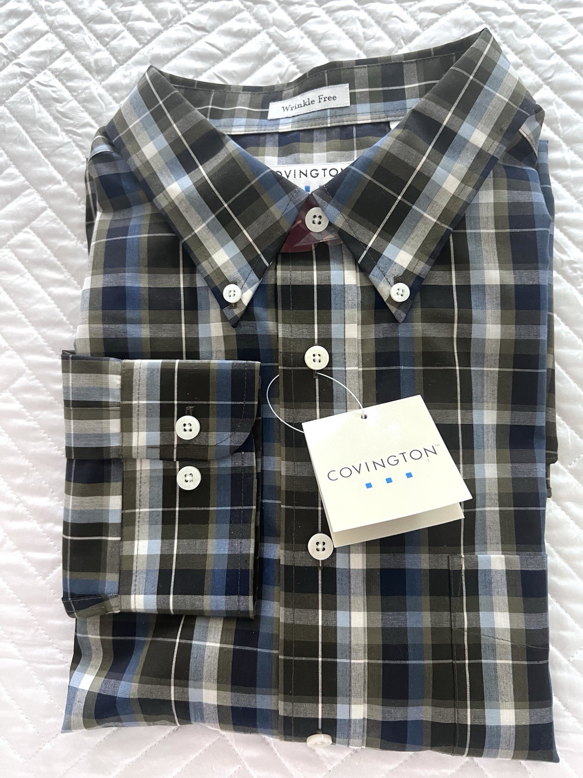 NWT Men’s COVINGTON  Wrinkle Free Easy Care LS Shirt Sz L