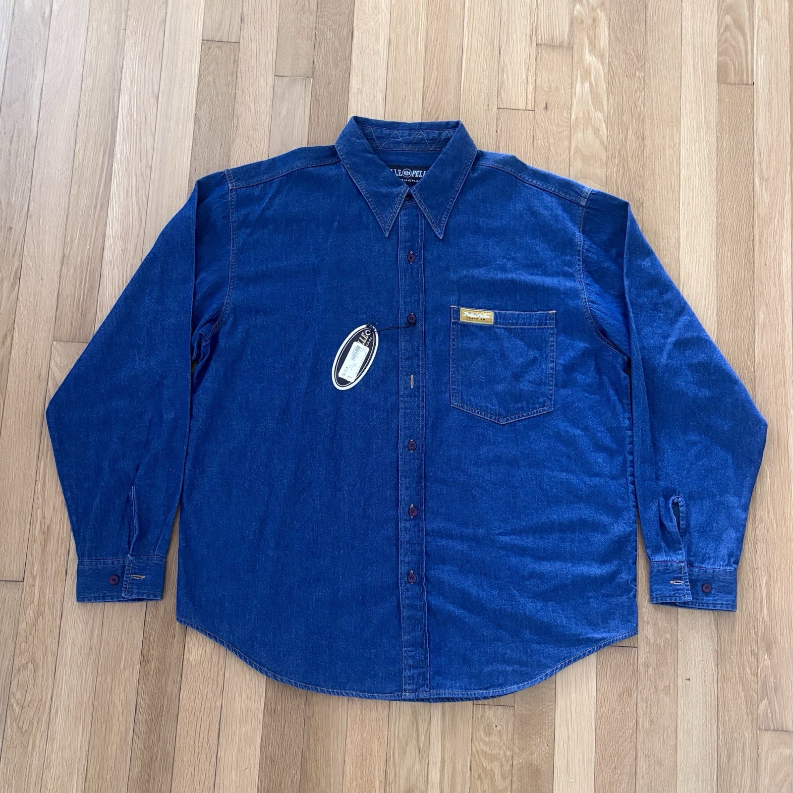 Vintage Pelle Pelle Marc Buchanan Denim Shirt 90s Mens L Indigo Deadstock LS