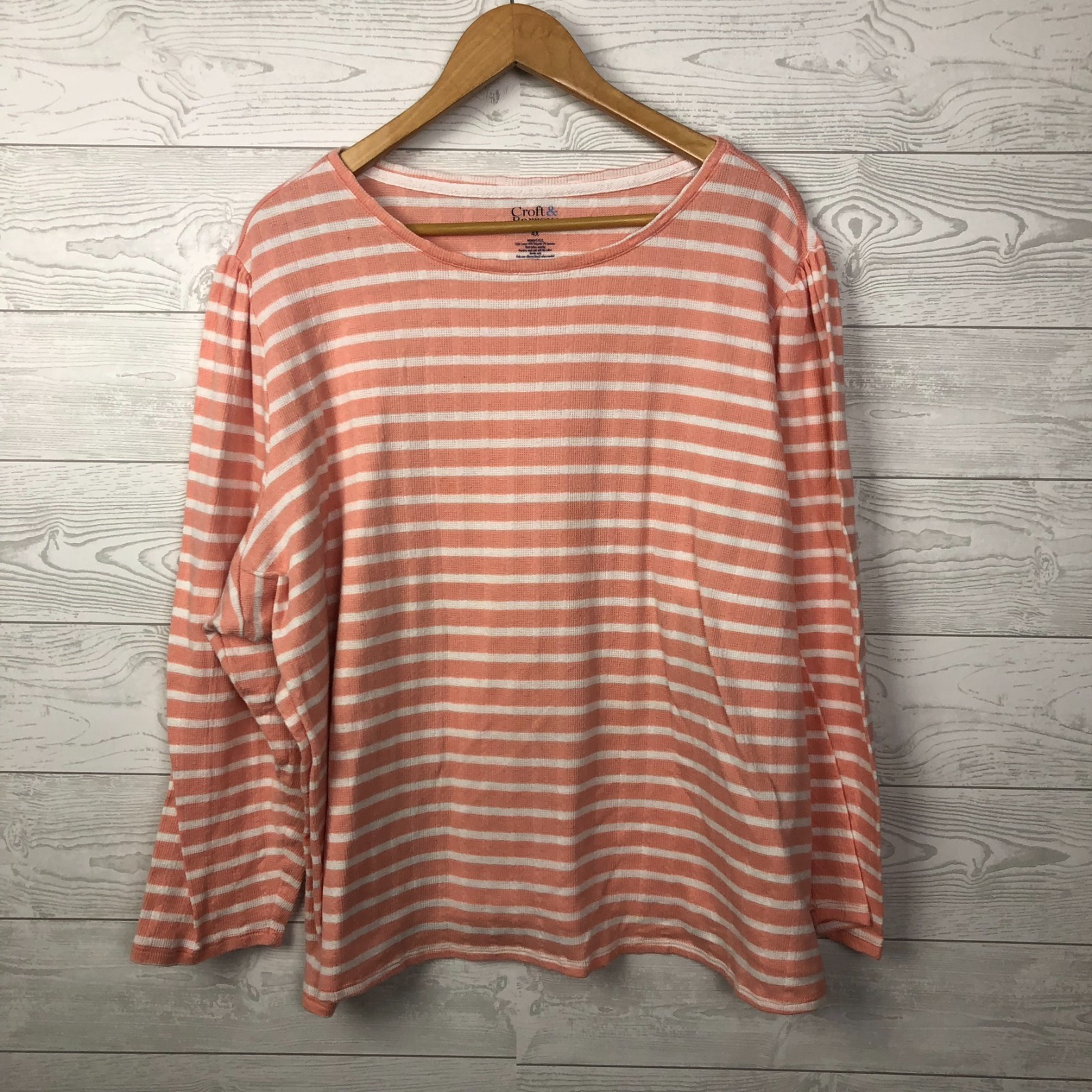 Croft & Barrow Women\'s 4X Striped Long Sleeve Pullover Knit Top Cotton Blend