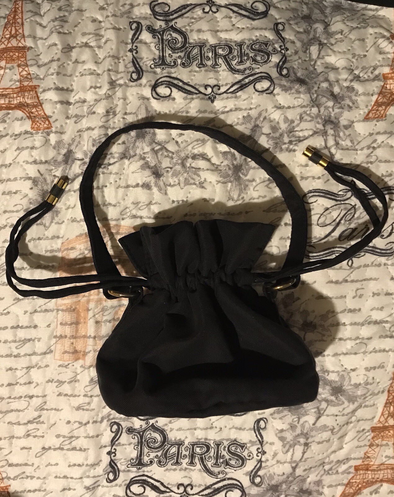 Yves Saint Laurent Vintage Bucket Style Pull String Black Perfume Handbag