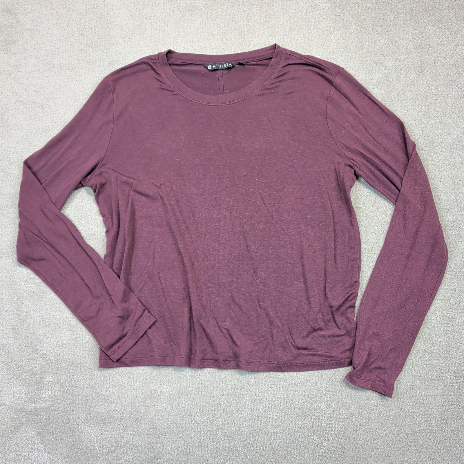 Athleta Shirt Womens Medium Plum Long Sleeve Crew Neck Modal Blend Athleisure