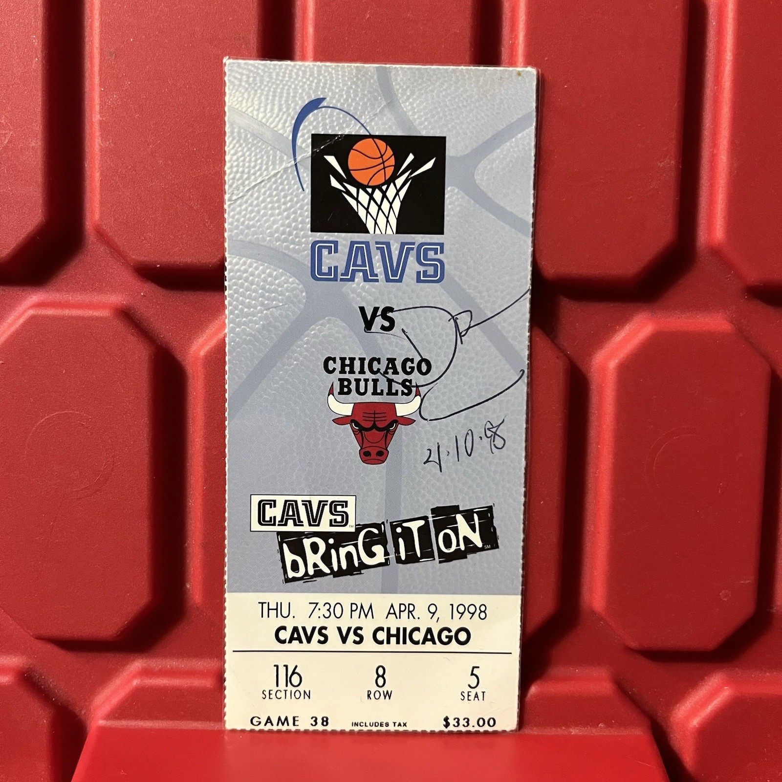 Cleveland Cavaliers Vs Chicago Bulls Ticket Stub Jordan Pre Owned C Vintage 1998