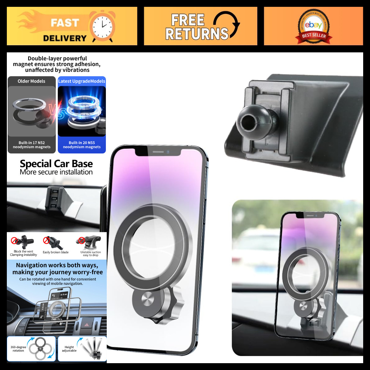 Magnetic Phone Mount for Ford Explorer 2020-2024 - Best Cellphone Holder & Navig Magnetic Phone Mount for Ford Explorer 2020-2024 - Best Cellphone Holder & Navig