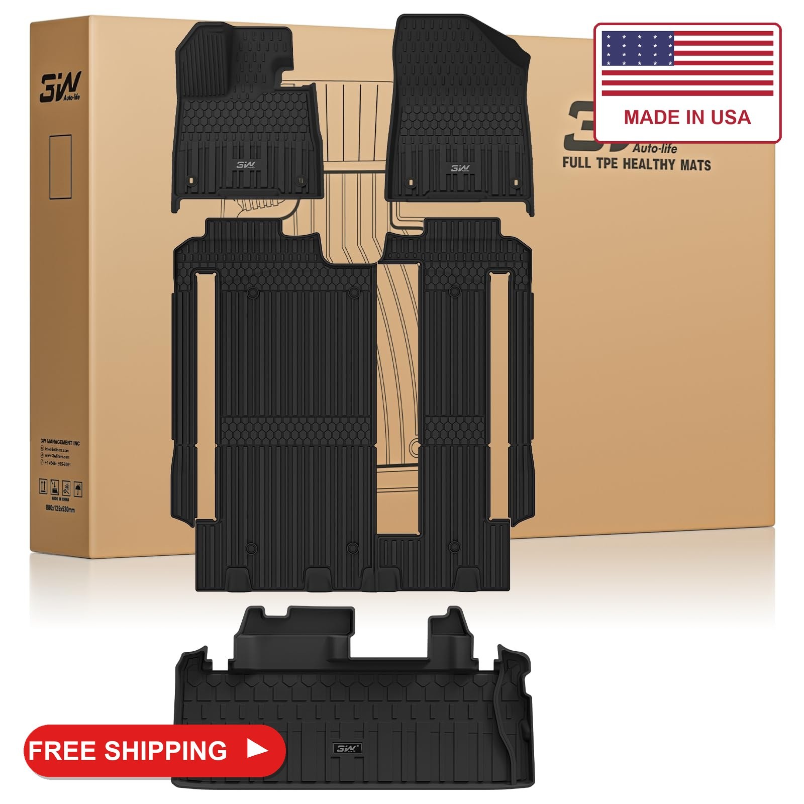 3W Floor Mats & Cargo Liner Fit 2021-2026 Toyota Sienna LE/XLE 8 Seat 3W Floor Mats & Cargo Liner Fit 2021-2026 Toyota Sienna LE/XLE 8 Seat
