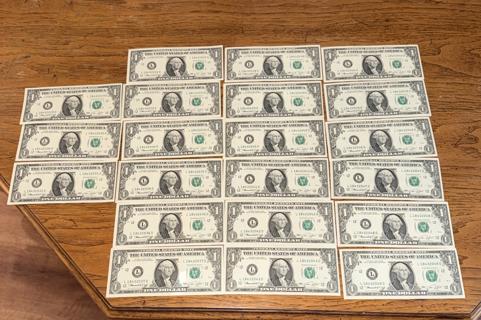 (21) 1974 $1 Bank Notes- Sequential, Uncirculated (21) 1974 $1 Bank Notes- Sequential, Uncirculated