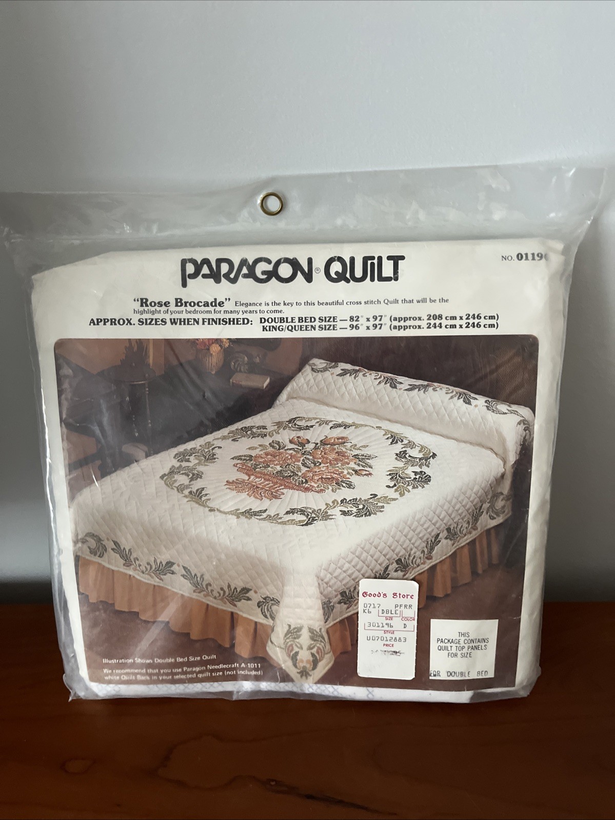 NEW Vintage Paragon  01196 Quilt Top Cross Stitch Kit  Rose Brocade