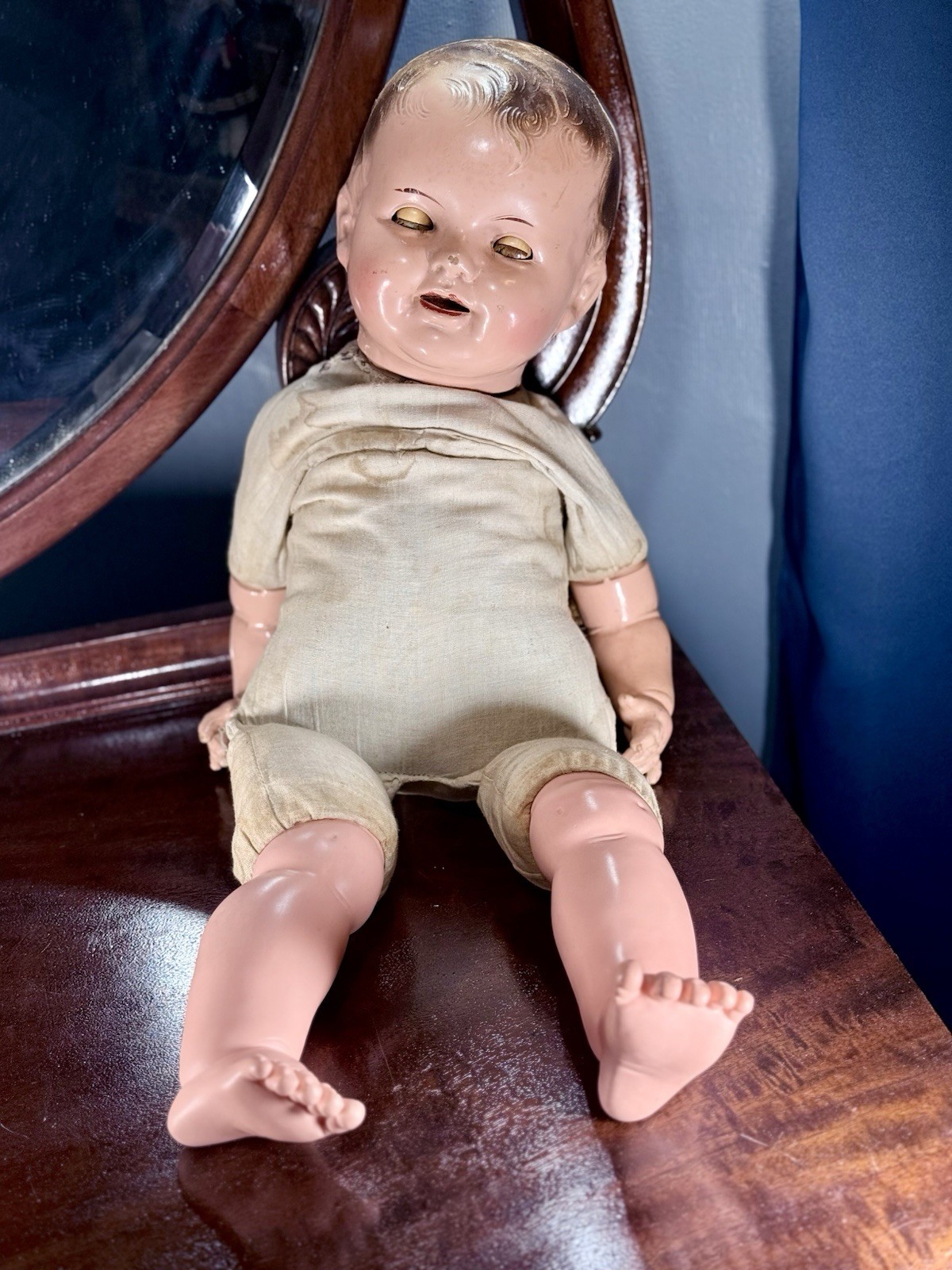 Larger 25” Antique VTG Early 1900s Composition Doll