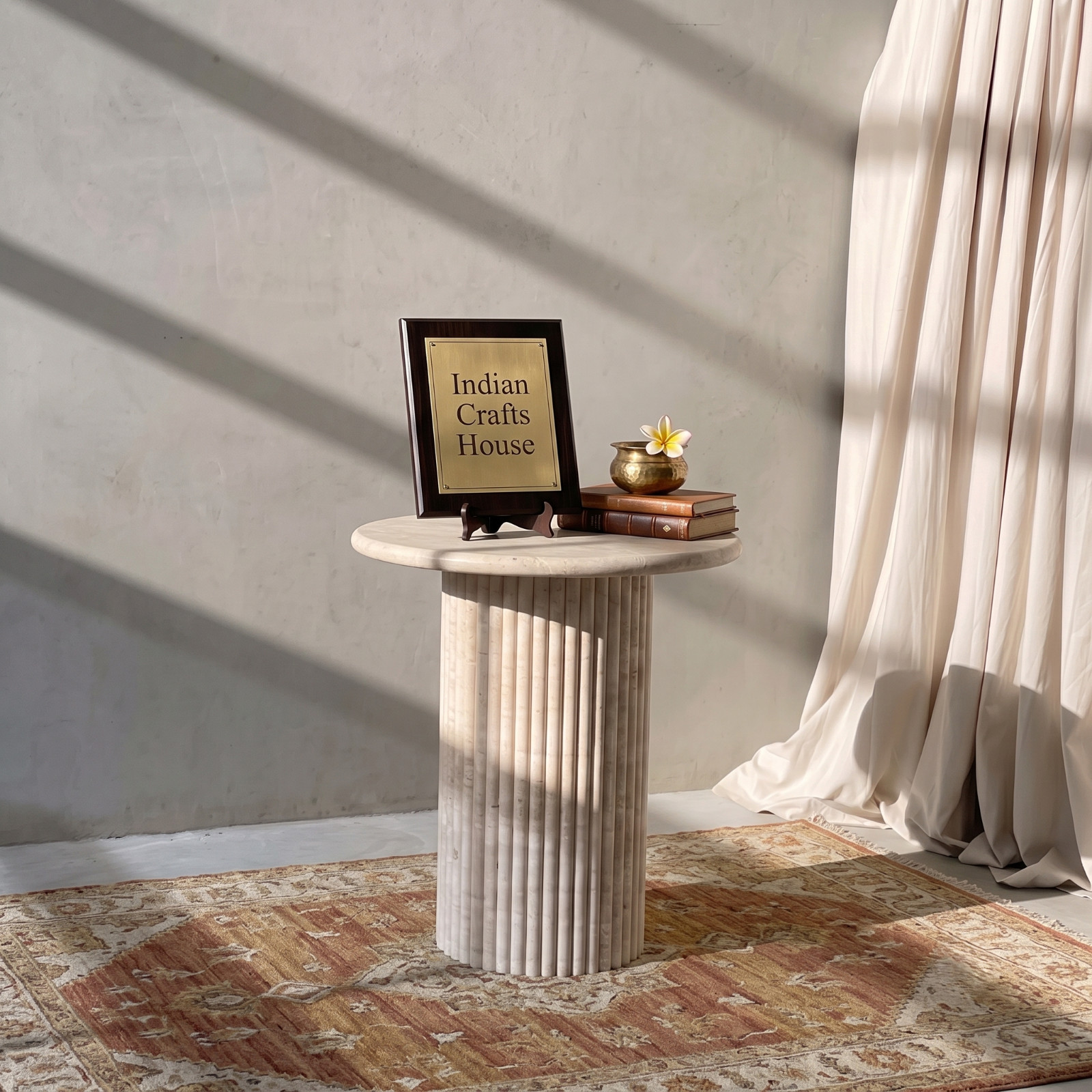 Exquisite Hand-Polished Travertine Round Tabletop - Table top only - 12\
