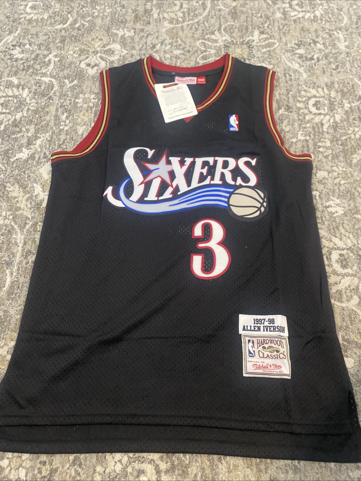 Allen Iverson #3 Philadelphia 76er’s Hardwood Classics M&N Jersey Black Medium