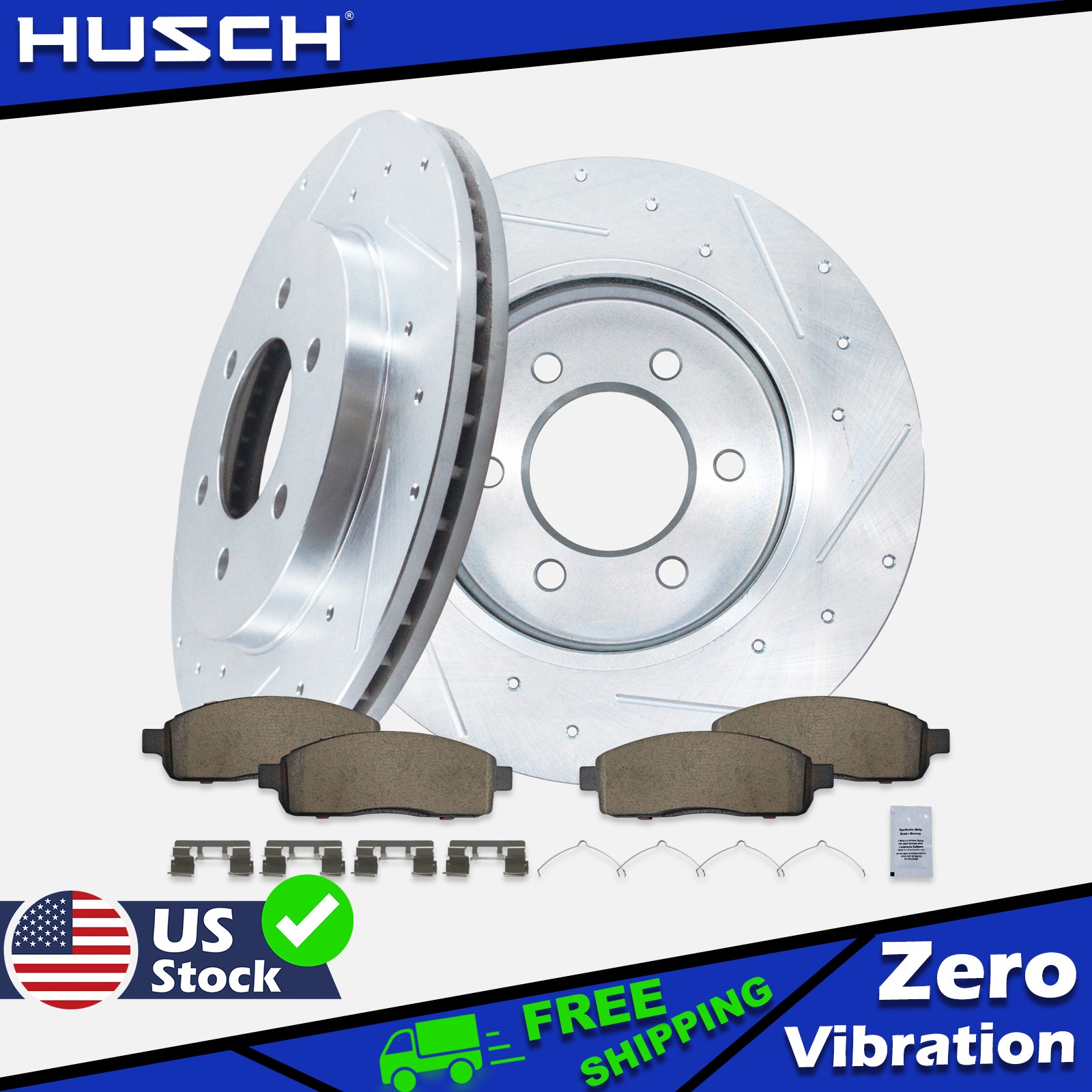 4WD Front Drilled Rotors Brake Pads Kit for 2004-2008 Ford F-150 Lincoln Mark TL