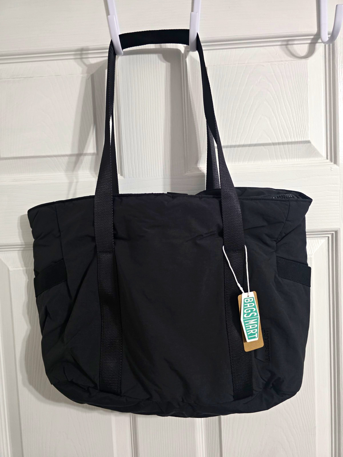 BAGSMART Black Large Tote Shoulder Bag Zip Closure Lined Inner Pockets BAGSMART Black Large Tote Shoulder Bag Zip Closure Lined Inner Pockets