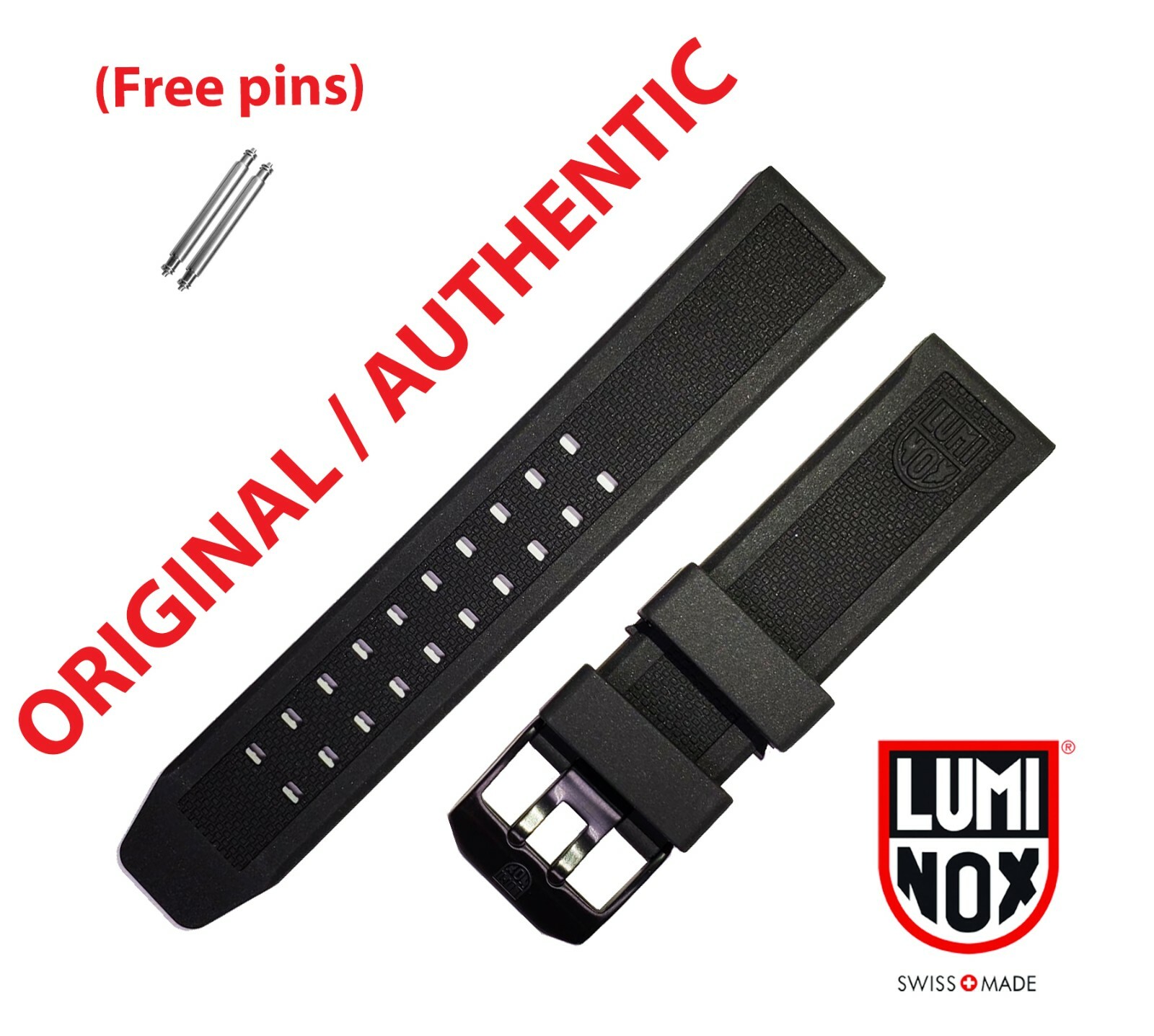 Original Luminox Band 23mm 3150 3080 8400 8800 1820 3050 3950 8050 BLACK BUCKLE