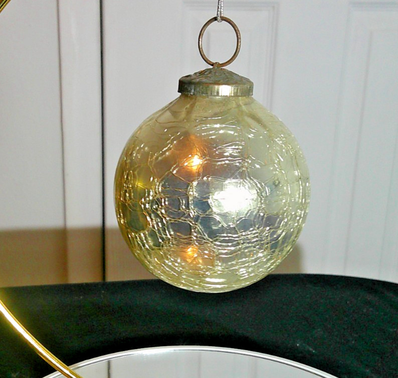 Vintage Heavy Glass Kugel Style Christmas Ornament Silvered Crackle 3.2” 4.3 oz Vintage Heavy Glass Kugel Style Christmas Ornament Silvered Crackle 3.2” 4.3 oz