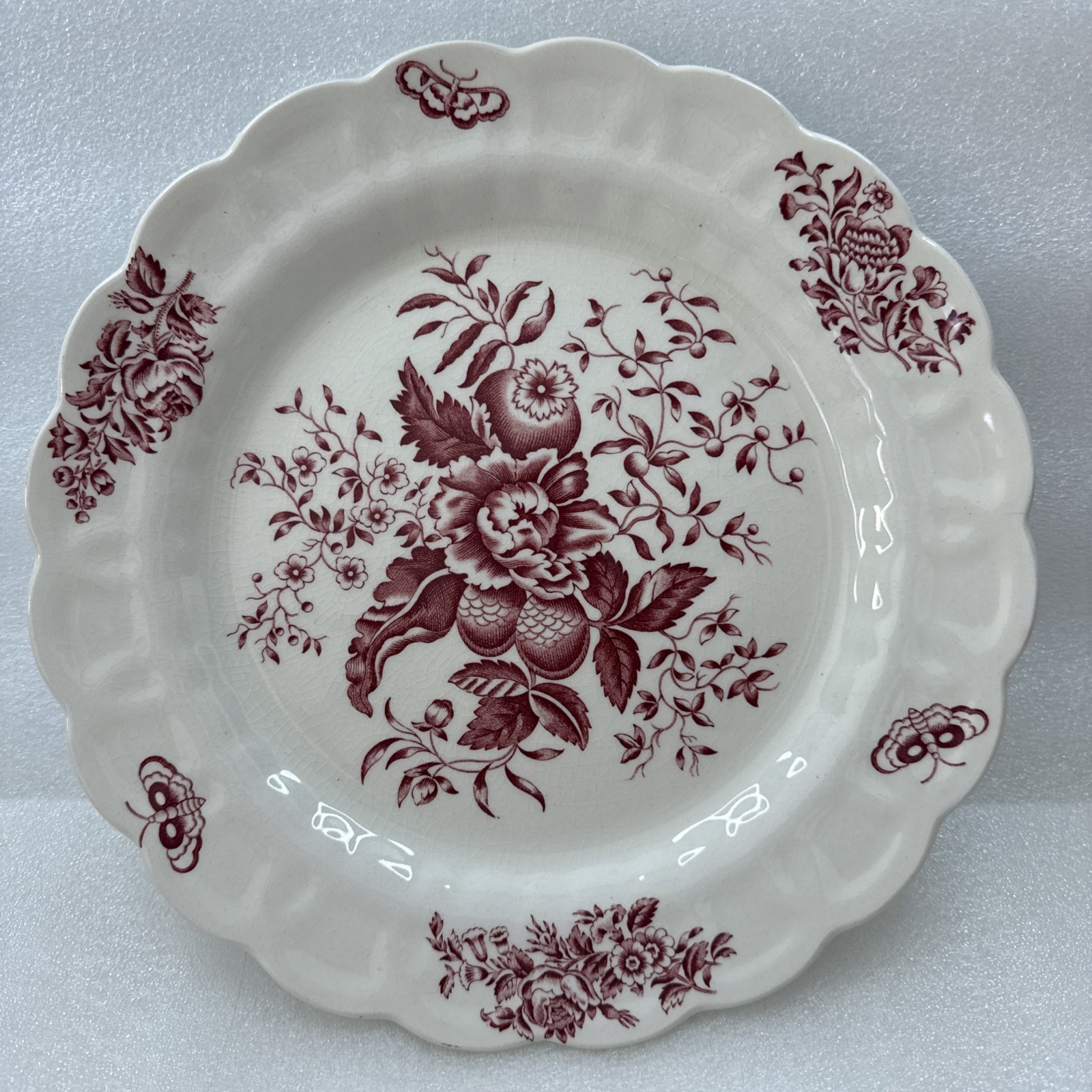 Vintage Booths England Peony Dinner Plate 10.5” Pink Red Floral A8021 EUC Vintage Booths England Peony Dinner Plate 10.5” Pink Red Floral A8021 EUC