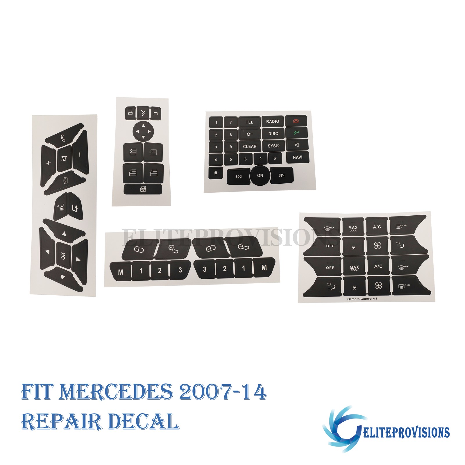 For Mercedes 07-14 Repair Decal Button Door Steering A/C Windo W Radio Sticker