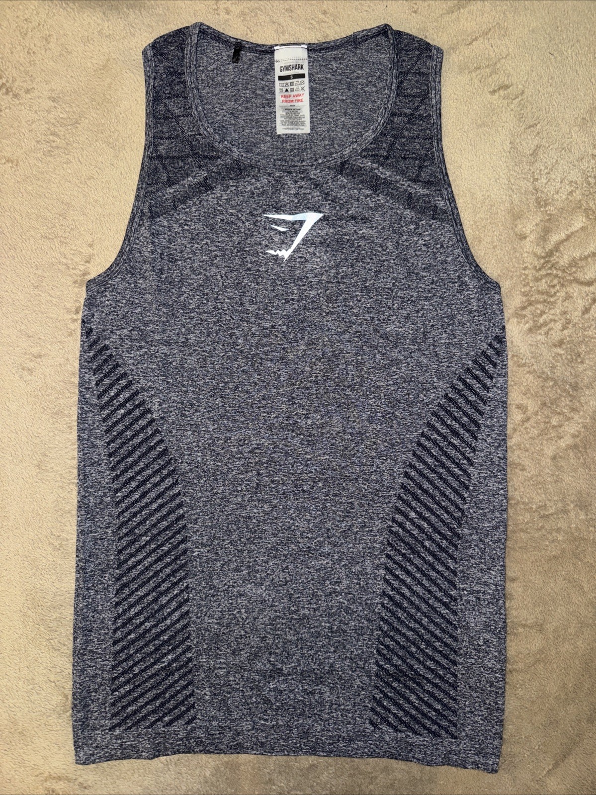 GYMSHARK Men’s Devant Seamless Tank in Heavy Blue - Size Small