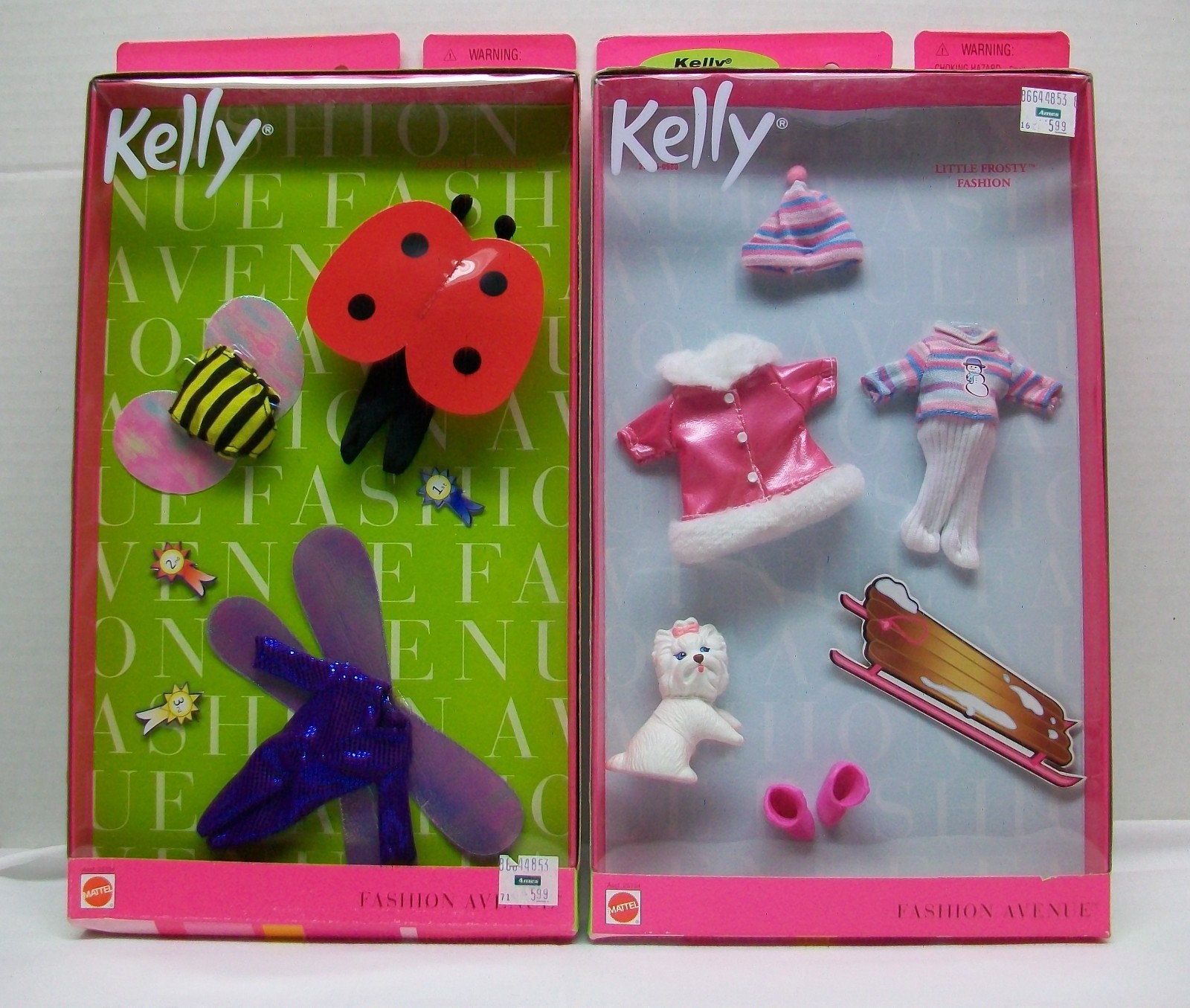 2 NRFB Kelly Barbie Family Fashion Avenue 25754 Costume Outfit