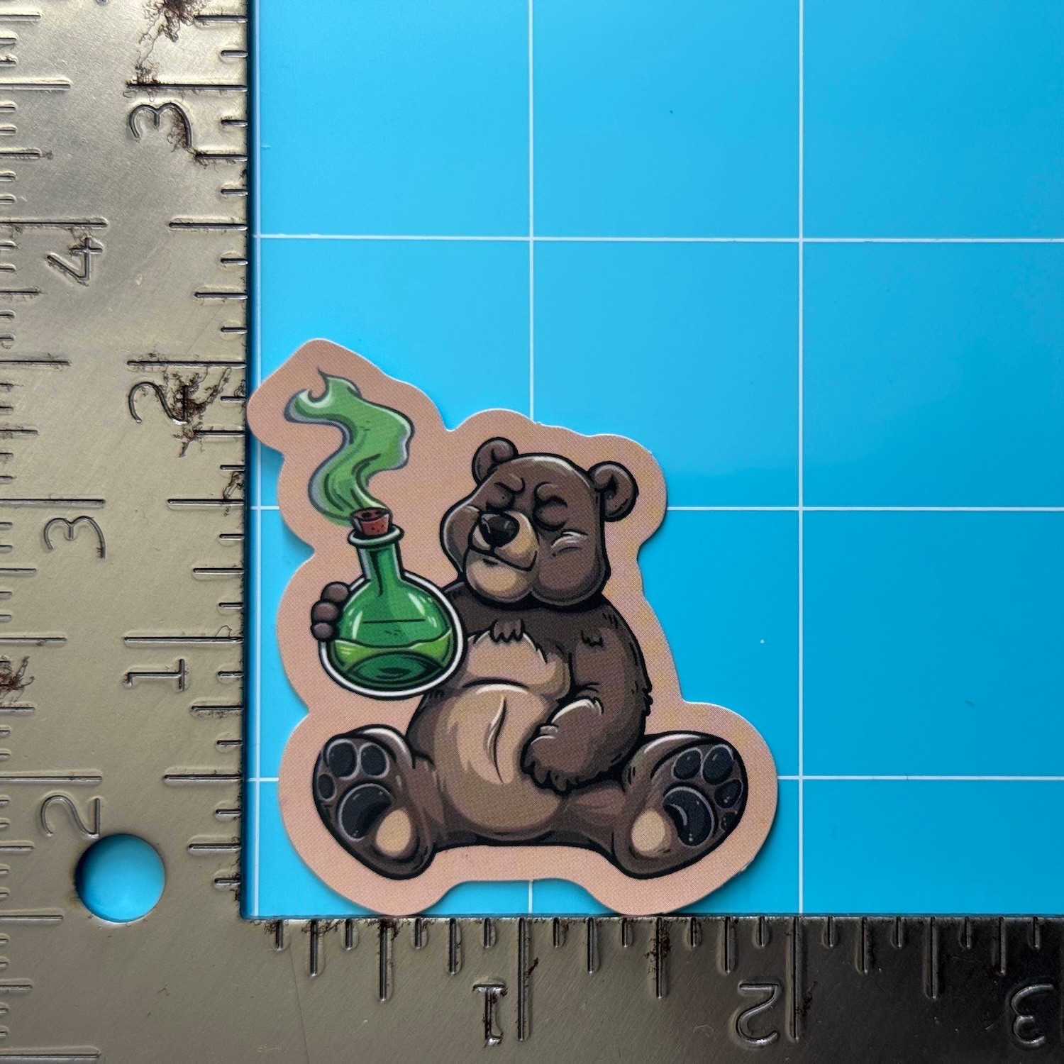 Psychedelic Monster Sticker (GREEN POTION BEAR) Halloween Horror, Matte Decal