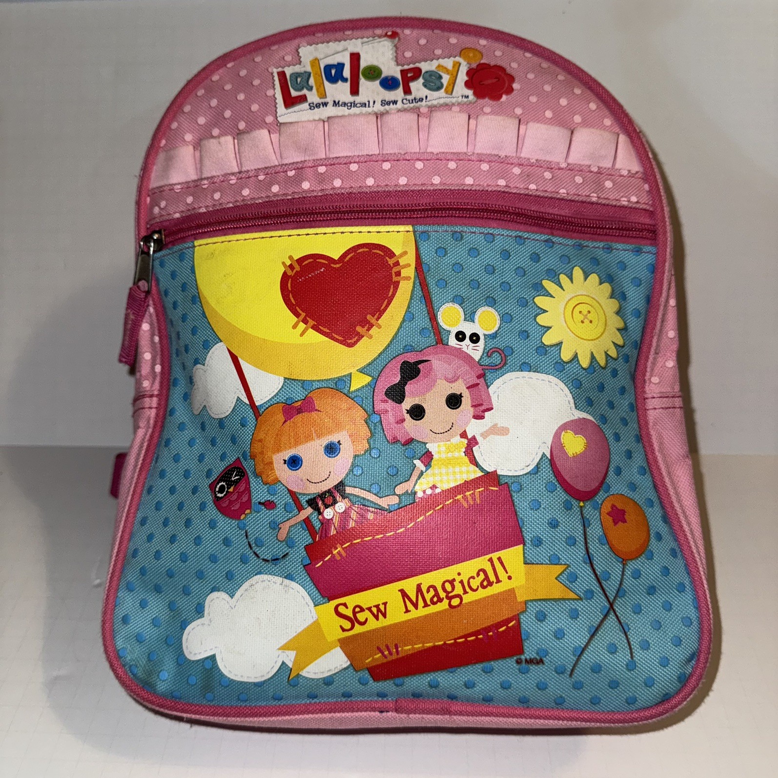 Lalaloopsy 12.5”Pink Polka Dot “SEW MAGICAL”Backpack Very RARE 