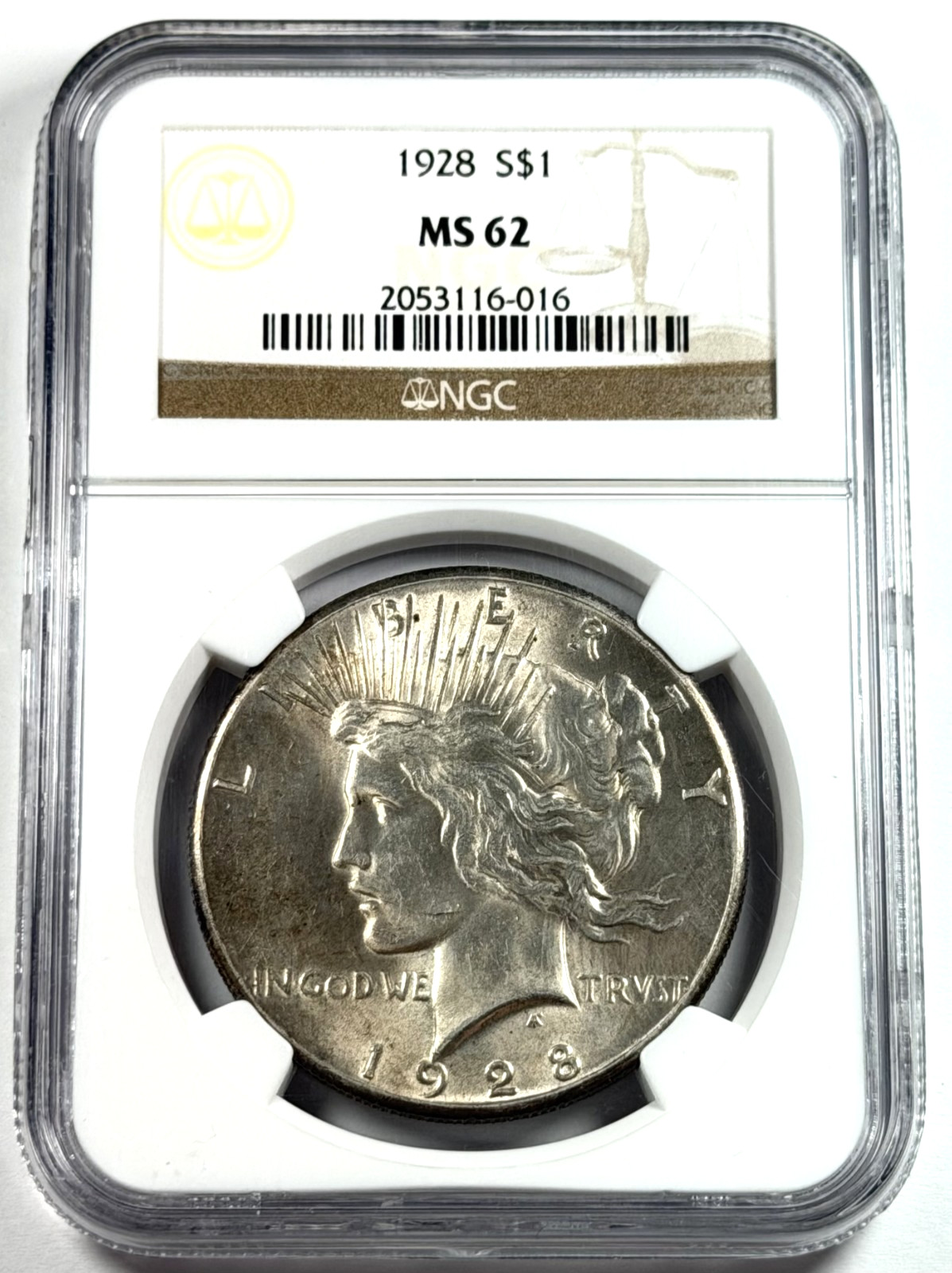 1928-P $1 Peace Dollar 90% Silver NGC MS62 Philadelphia US Coin