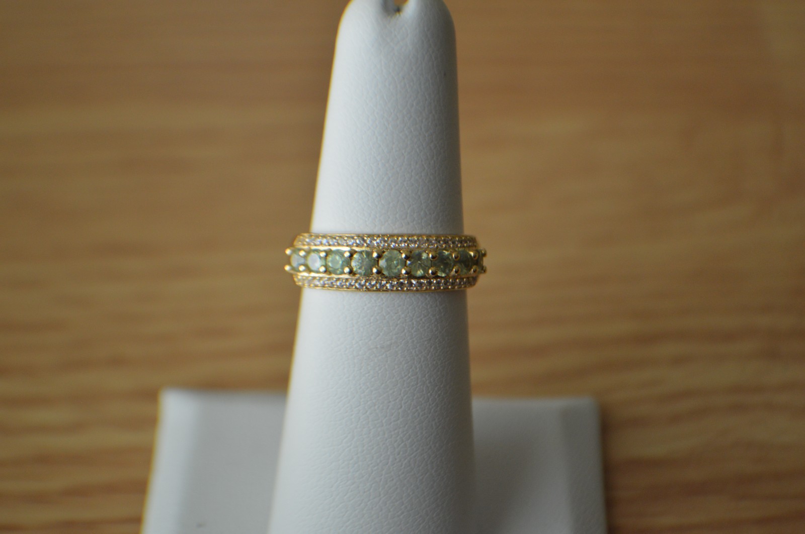 0.90ct Ambanja Demantoid Garnet /Zircon Ring 18k YG Plated over Fine Silver Sz 6