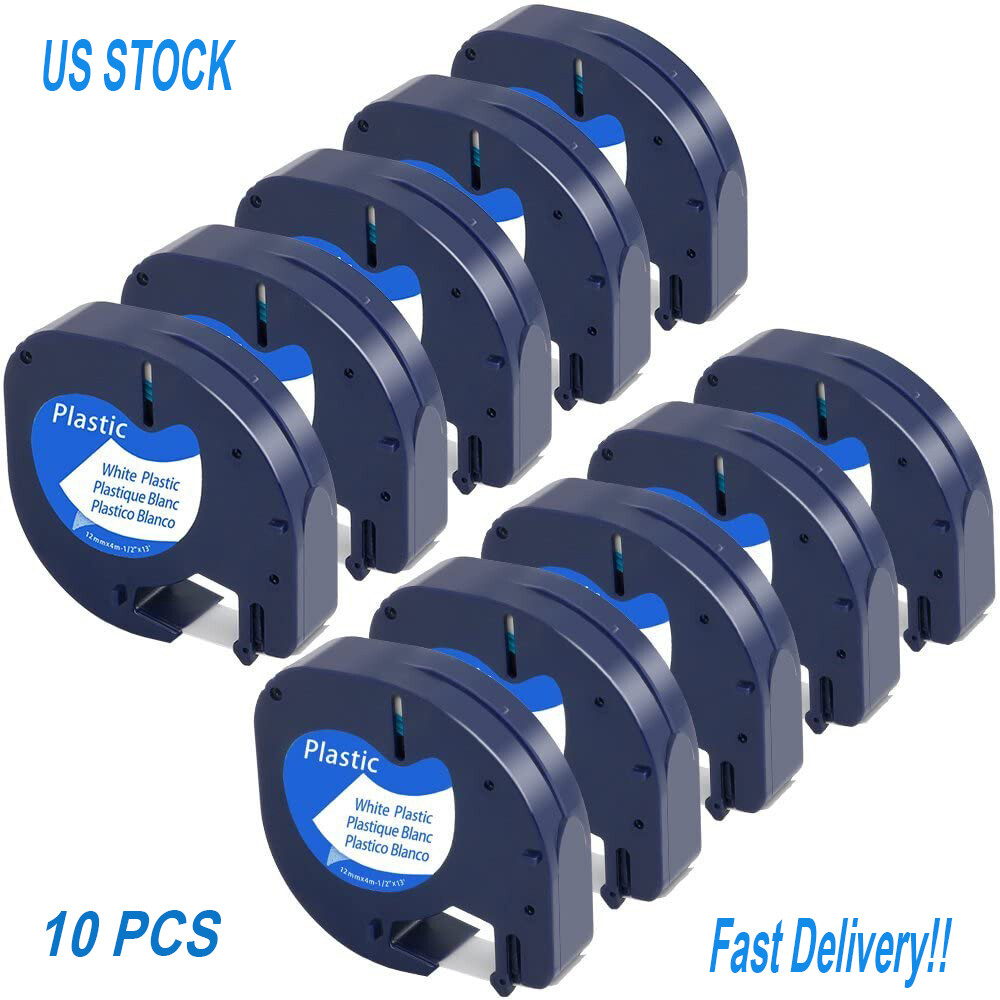 10PK Compatible Dymo LetraTag Refill 91331 Plastic 1/2\'\' Label Tape LT-100H QX50